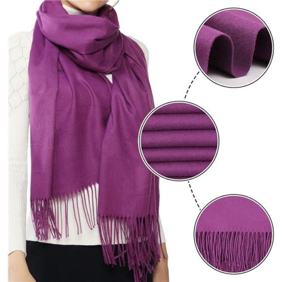 Women's Scarf Pashmina Shawls Wraps Purple2 - Picture 4 of 5